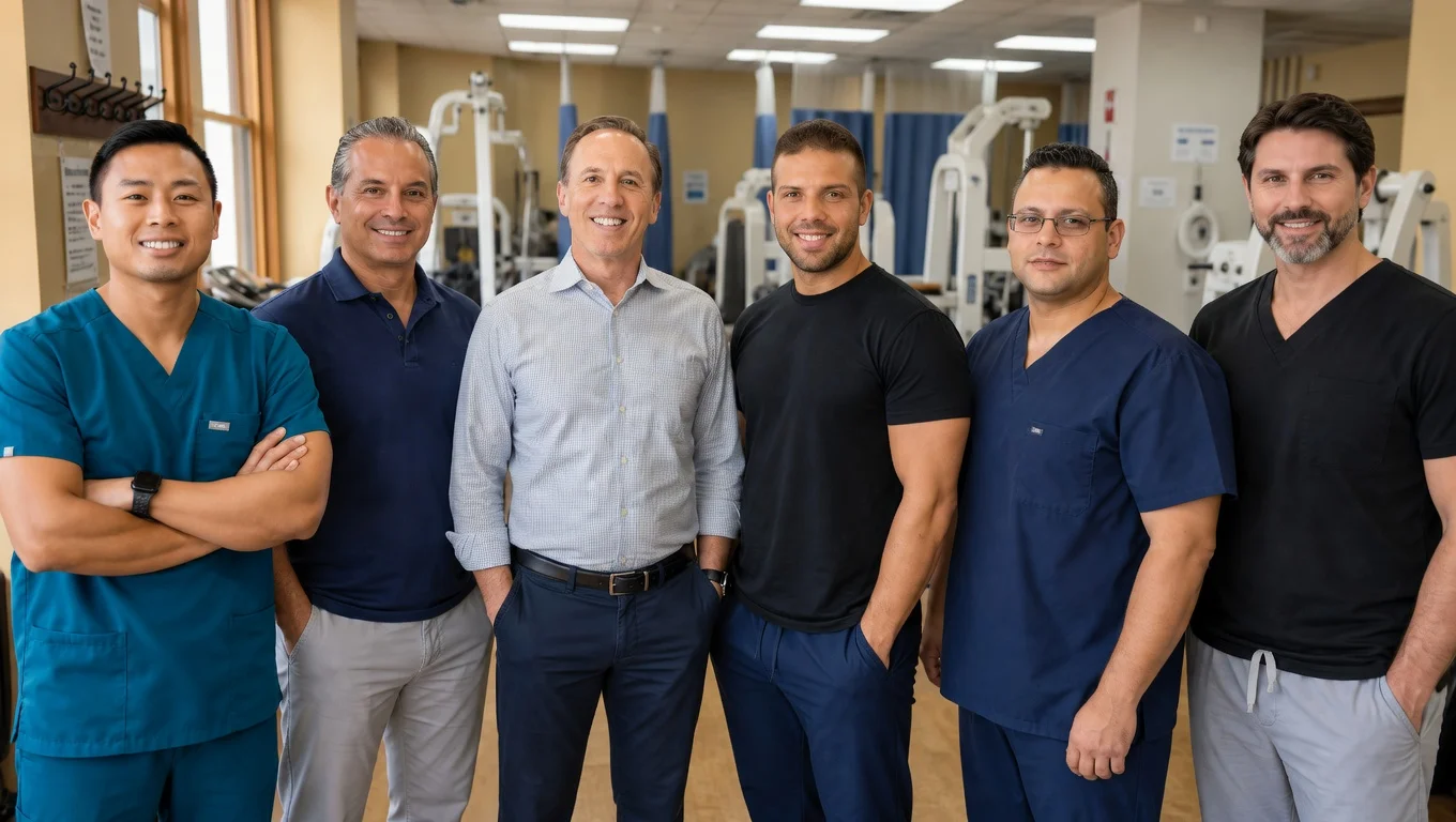 The doctors of Zeren Health together in the physical therapy training area at the Grand Concourse office, Bronx, NY